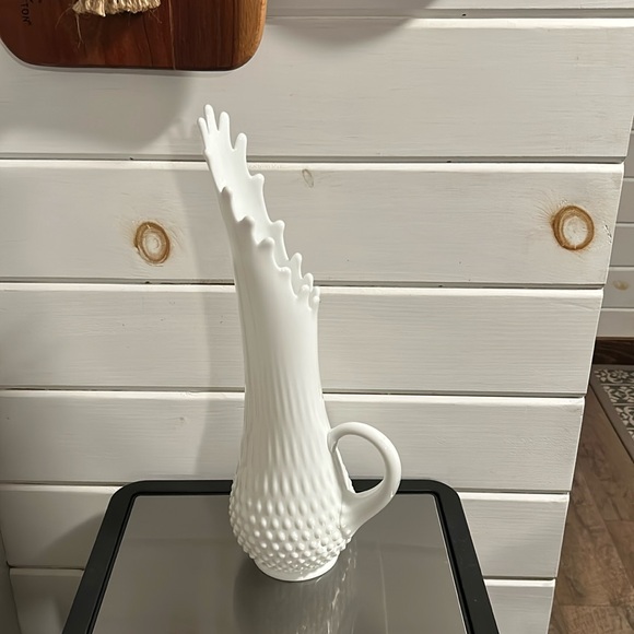 Hobnail Milk Glass Swung Pitcher Vase - Picture 1 of 3
